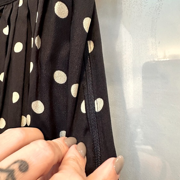 Vintage Jones New York Navy Polka Dot A-Line Midi Skirt Size 12 Pinup Rockabily - Picture 5 of 8